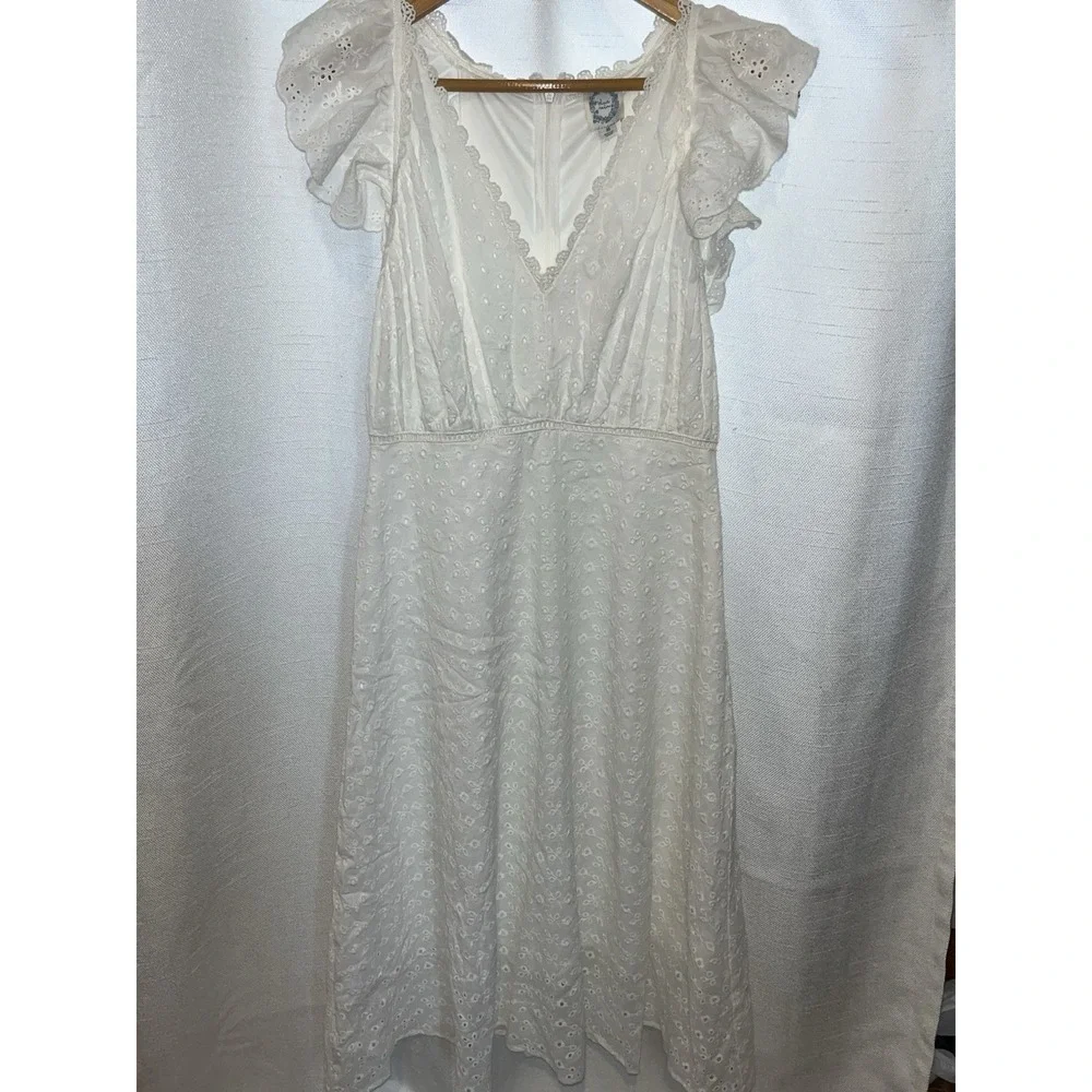 Francescas Blue Rain Eyelet Lace Dress Med Flutter Coquette Girly Romantic Frill